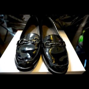 Aerosoles Shiny Leather Black Loafers Women Size 6.5